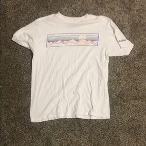 Columbia White Tee with Mountain Print